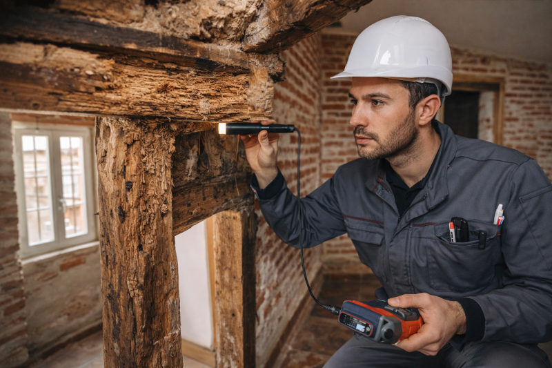 Technicien réalisant un diagnostic termites dans une maison à Toulouse – Sud Immo Diag